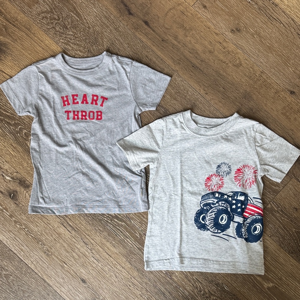 Crewcuts Grey Boys' Graphic Tee Set with Red & Navy Accents
